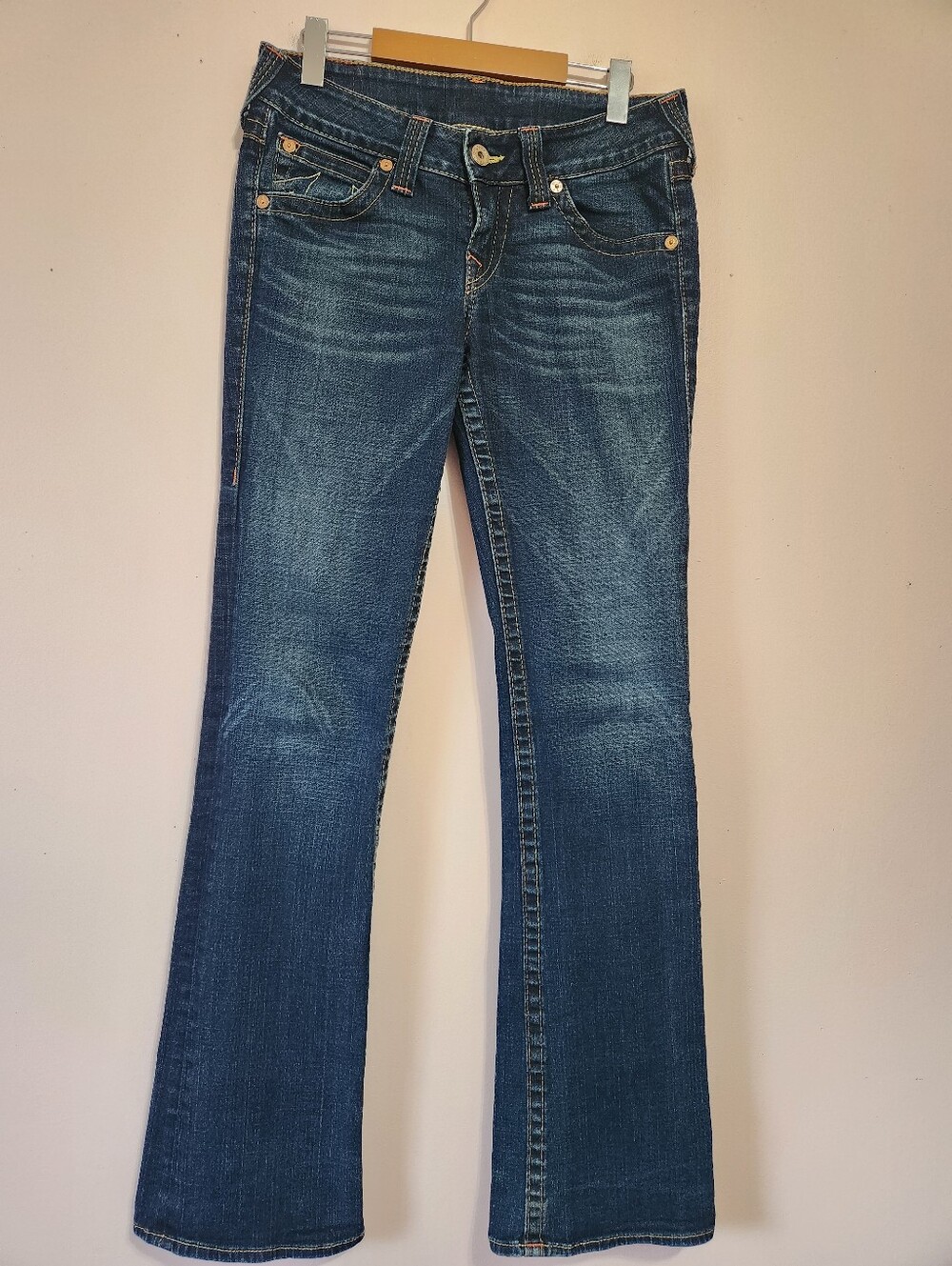 True Religion Becky Bootcut Jeans Size 29 Contrast Stitch Flap Pocket Y2K